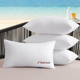MIULEE Outdoor Pillows Set of 4 12x20 Waterproof Throw Pillow Inserts, Decorative Water Resistant Hypoallergenic Pillow Cushion for Patio and Garden - Miulee